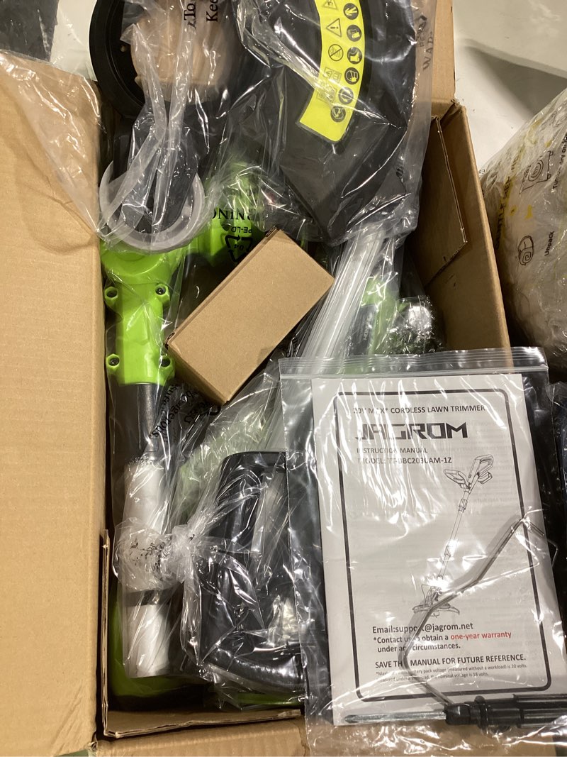 Condition photo showing Good Condition for 12" cordless string trimmer with 2 2.0ah battery and charger, electric weed trimmer, grass eater battery power, 20v lawn mower lawn edger, auto line feed grass cutter lightweight yard tools for garden green