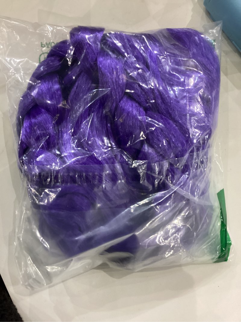 Condition photo showing As Is for MAGQOO Purple Braid Wig Kids Girls Light Purple Wig Long Braids Wigs Hair Cosplay Costume Party Wigs