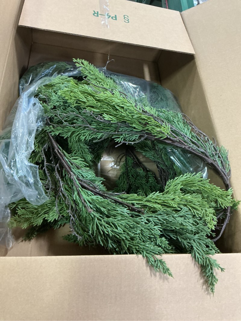 Condition photo showing Good Condition for Draping Real Touch Lebanon Cedar Garland Dripping Winter Greenery Christmas Decor