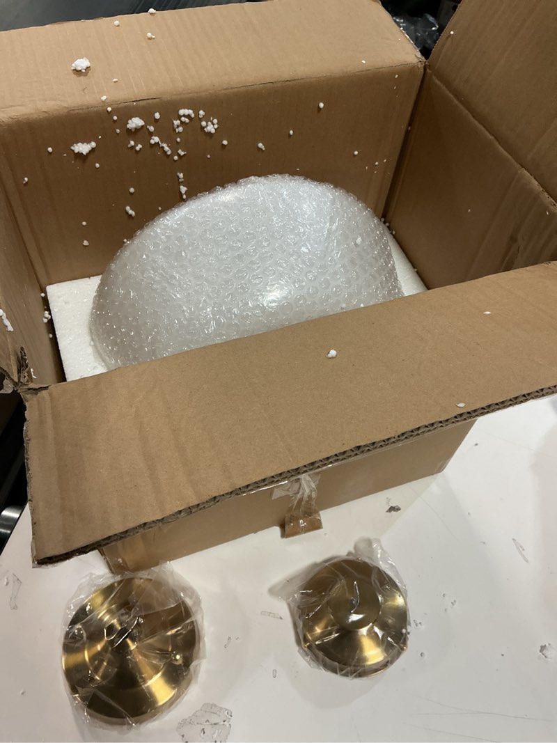 Condition photo showing Good Condition for Schoolhouse Light Fixture Modern Gold Ceiling Light,Semi Flush Mount Ceiling Light,12''Wide Opal Milk Glass Shade,Brass Vintage Light for Farmhouse Bedroom Kitchen Hallway Entryway