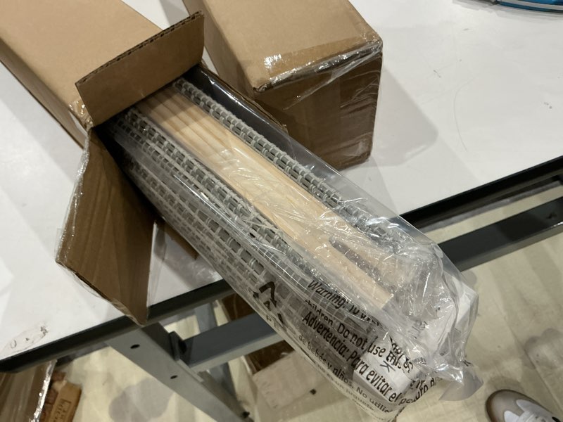 Condition photo showing Good Condition for lazblinds cordless bamboo roman shades for windows, light filtering natural bamboo blinds, easy lift cordless design for living room & bedroom, fits interior windows 27" w x 64" h, greystone greystone 27" w x 64" h