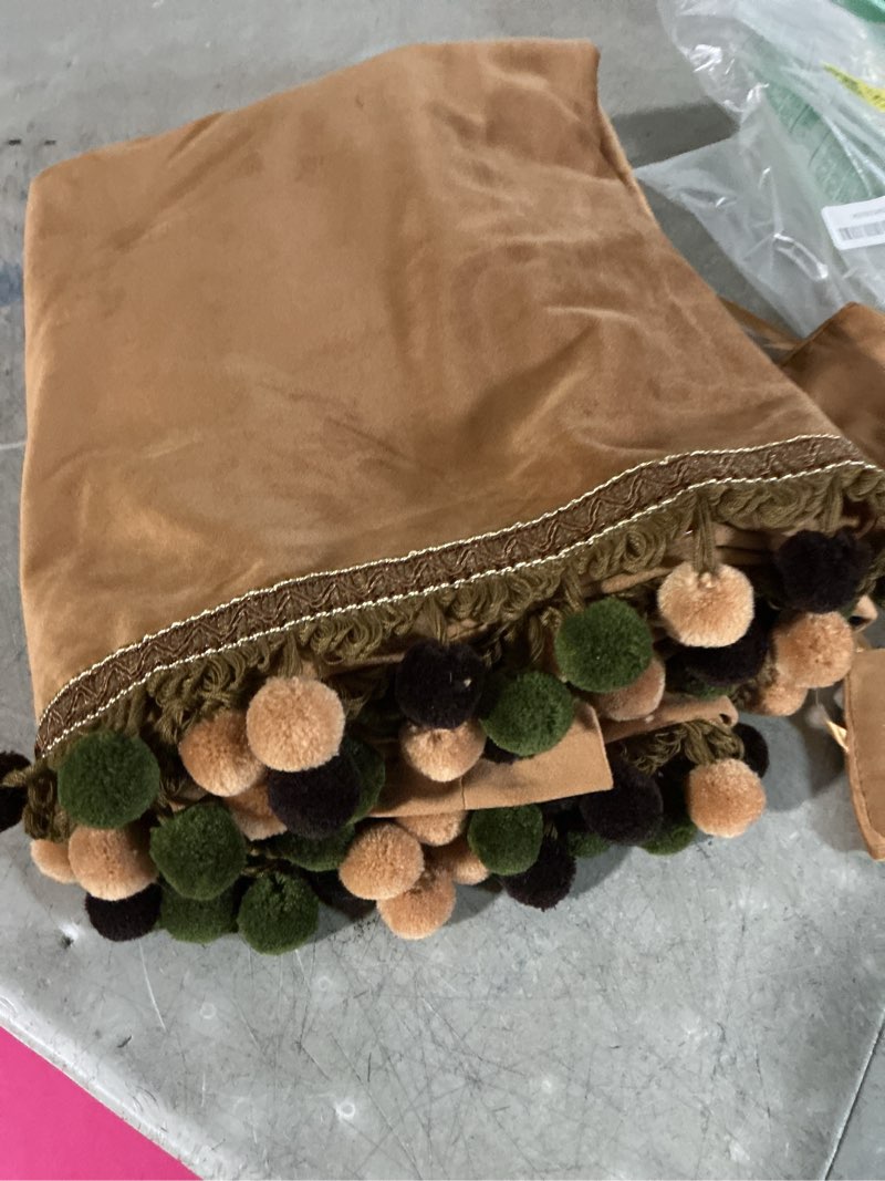 Condition photo showing Good Condition for melodieux pom poms velvet blackout curtains for bedroom living room, vintage luxury thermal insulated rod pocket lined drapes, 52\" w x 84\" l, golden brown (1 panels) 52\"w x 84\"l (pack of 1) golden brown-lined
