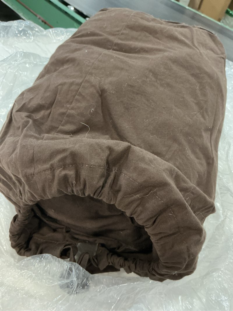 Condition photo showing As Is for organic brushed cotton sheet set, queen, espresso