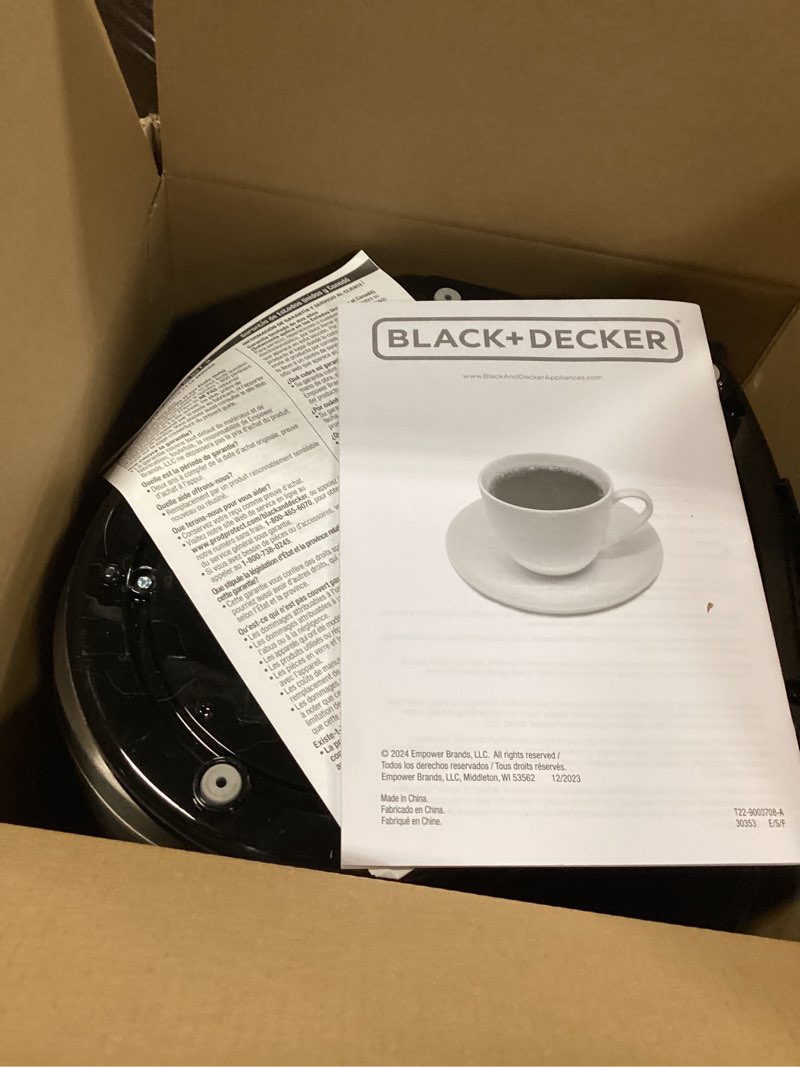 Condition photo showing As Is for BLACK+DECKER 12 Cup Thermal Programmable Coffee Maker with Brew Strength and VORTEX Technology, Black/Steel, CM2046S