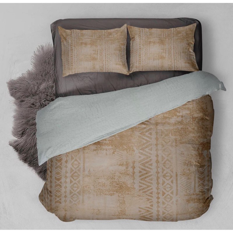 Set Of 3 Graquts Flannel Channel Chevron / Zig Zag Comforter /King Size 