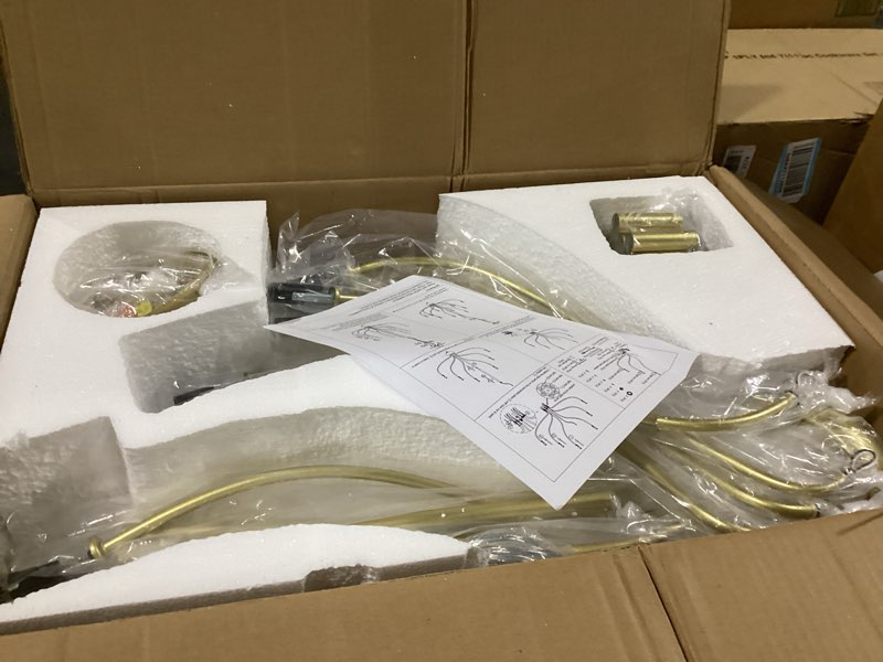 Condition photo showing Good Condition for modern gold chandelier for dining room,12-light gold chandeliers,34 inch large industrial hanging light fixture for high ceilings for living room, kitchen, entryway,foyer gold - 12 lights