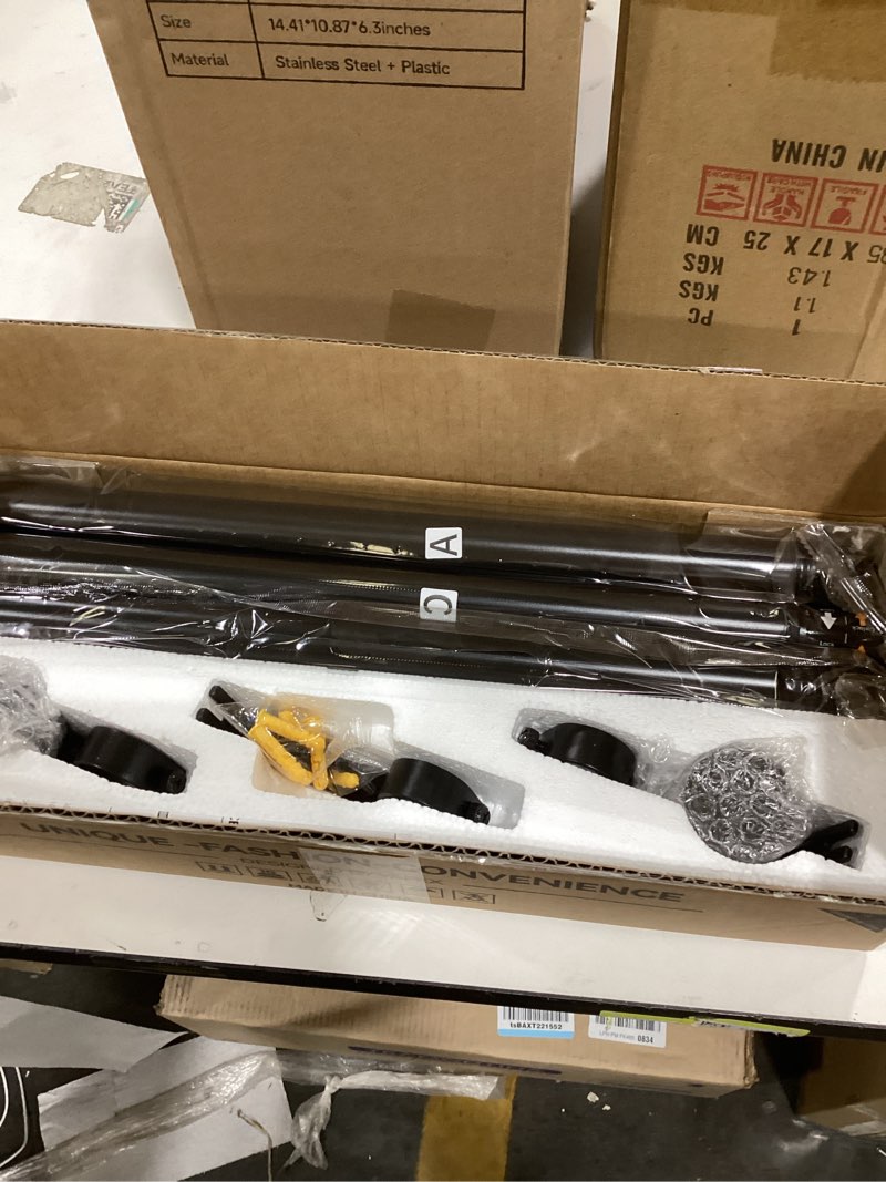 Condition photo showing New/Like New for YaFex Curtain Rods 32-144 Inch, Heavy Duty 1 Inch Adjustable Curtain Rod for Windows, Black Extra Long Window Treatment Rods, Modern Design, Easy Installation 32" to 144" Black