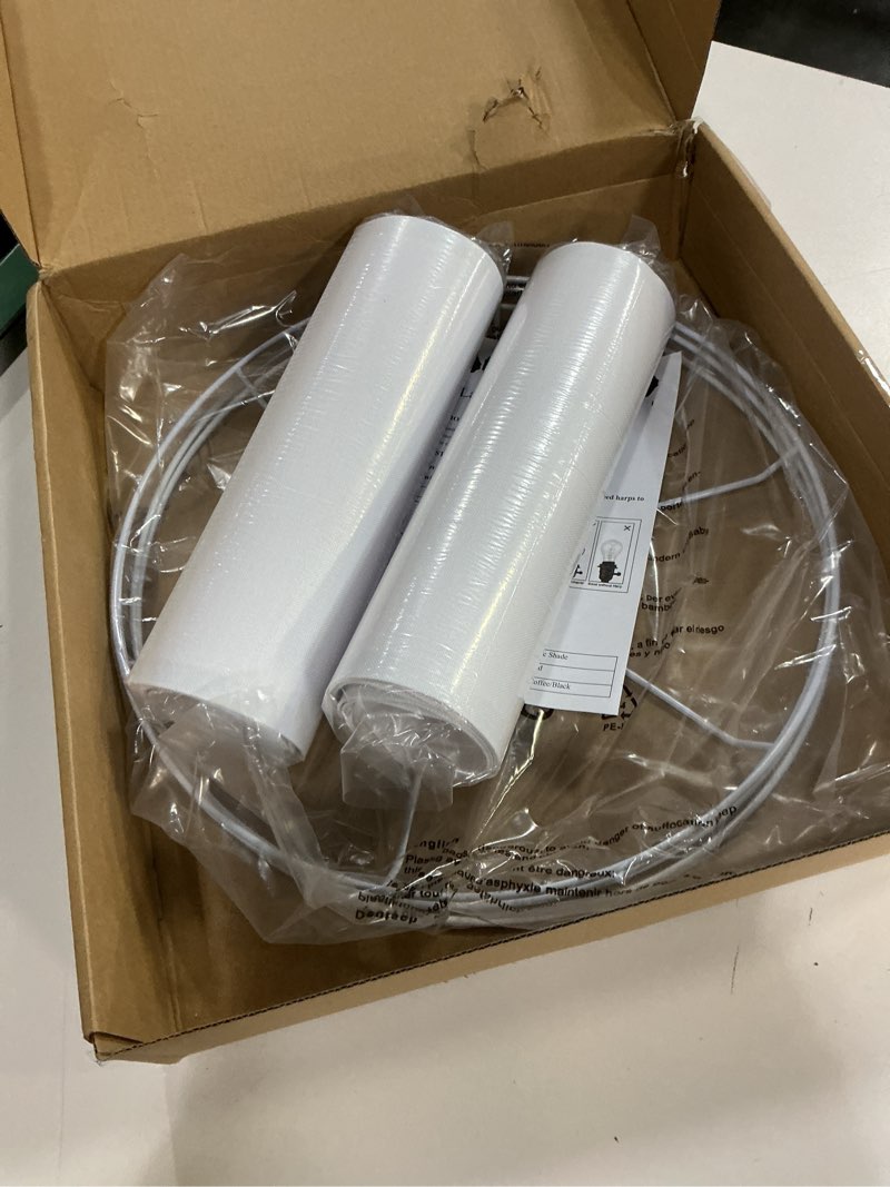 Condition photo showing Good Condition for White Lamp Shades Set of 2, Drum Large Lampshades 13" Top x 13" Bottom x 10" High, Replacement Lamp Shades Natural Linen for Table Lamps Floor Lamps, Easy Assembly Required