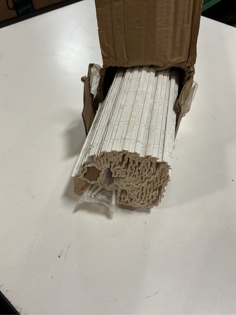 Condition photo showing Good Condition for LazBlinds Cordless Bamboo Roman Shades, Privacy Blinds for Interior Windows, Room Darkening Roll Up Bamboo Blinds for Home & Patio, 35" W x 48" H, Alpine Ivory Alpine Ivory 35" W x 48" H