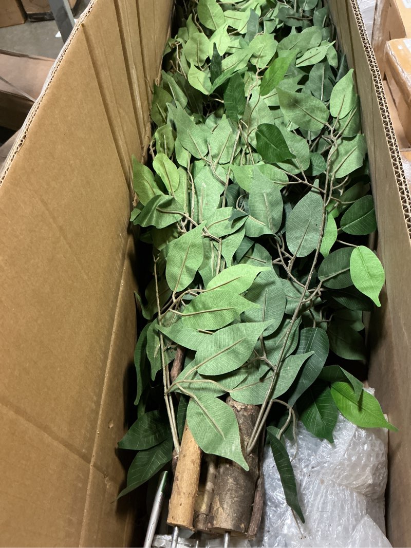 Condition photo showing Good Condition for 7ft Large Ficus Artificial Trees with Natural Curved Trunks, 84" Tall Lush Faux Tree for Home Decor Indoor, Green Lifelike Fake Ficus Tree Artificial Plants in Pot?Set of 2? 2 7.2ft