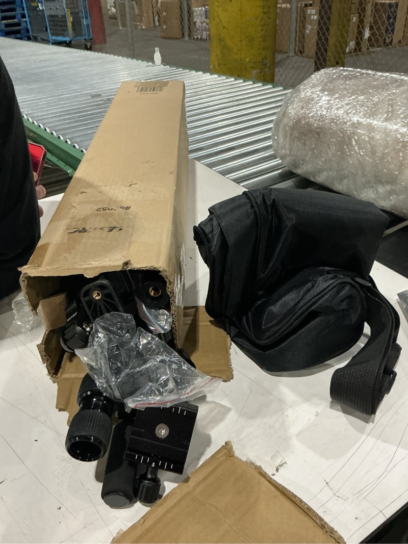 Condition photo showing As Is for celestron – regal premium tripod – durable aluminum support with extendable center column – swappable feet for any surface – works with spotting scope, binoculars, camera, telescope tripod, regal premium