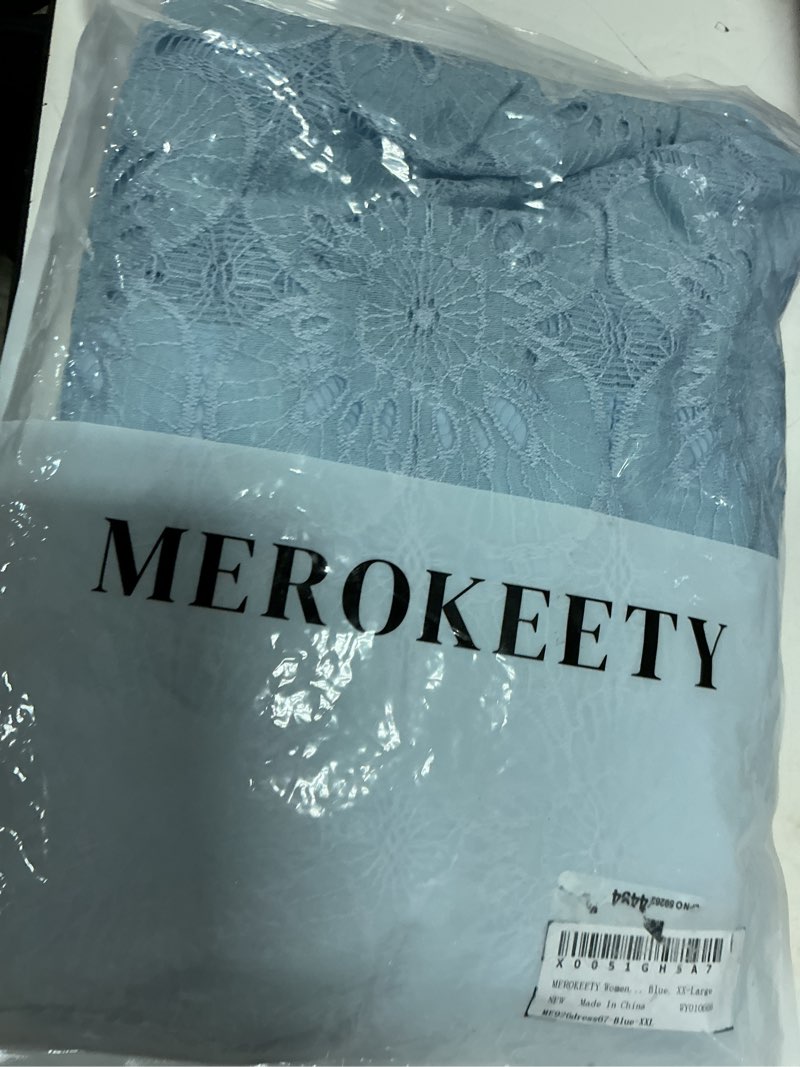 Condition photo showing Good Condition for merokeety women's summer maxi dress boho spaghetti straps sundress | sleeveless, casual, floral lace eyelet, fully lined, flowy, a line, cute, trendy, long dress for beach vacation, travel