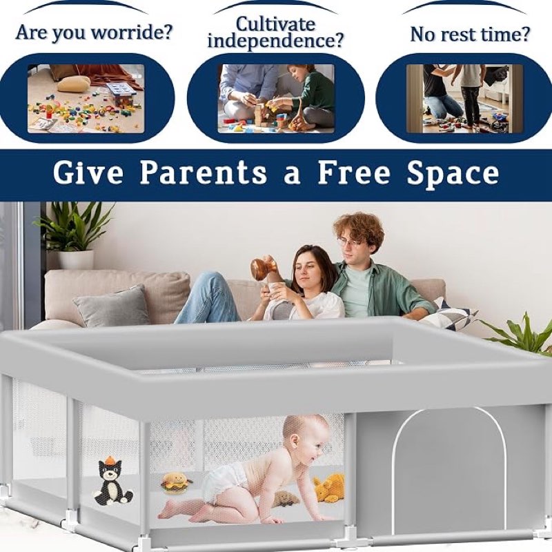 baby playpen, playpen for babies and toddlers baby playpen fence playard activity center, without mat included