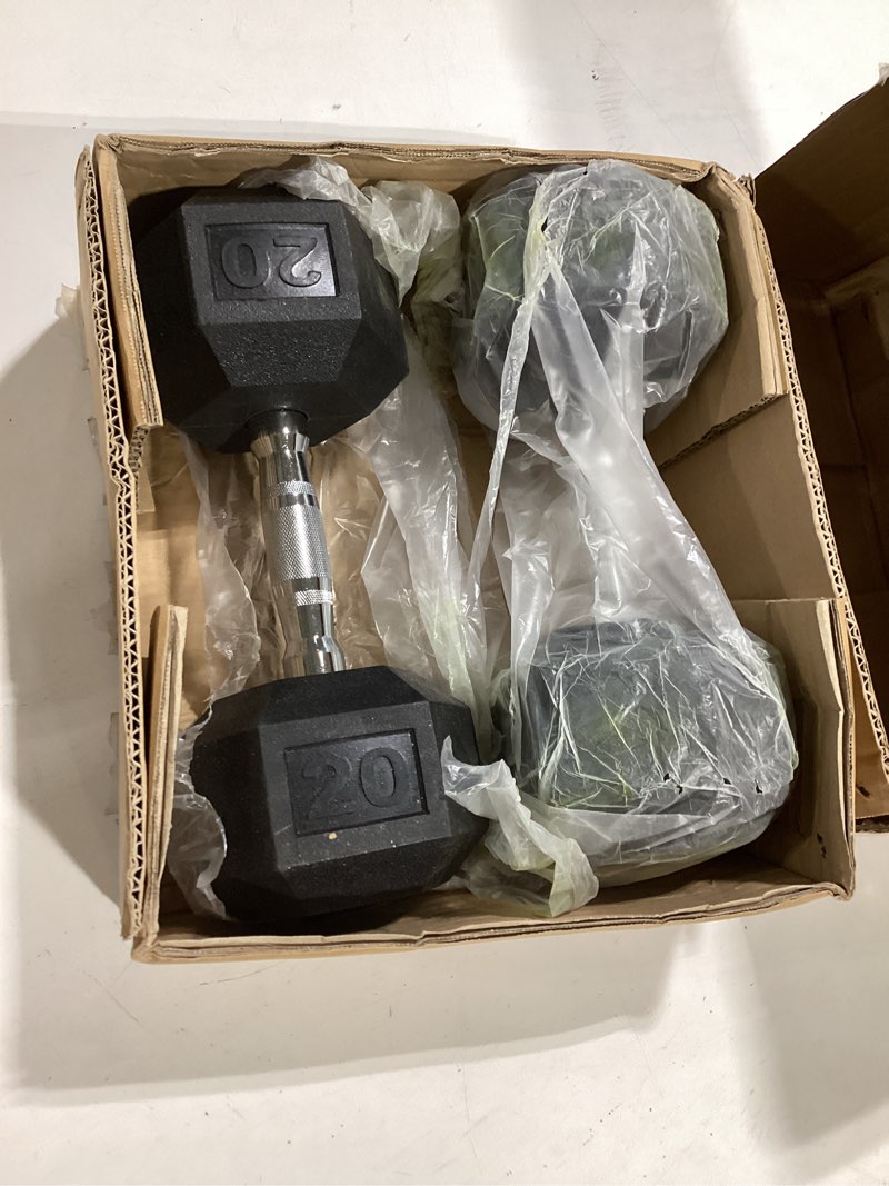 Condition photo showing Good Condition for saorzon dumbbells set of 2 exercise fitness dumbbell for home gym free weights hand hex dumb bells black 20 pounds,pair