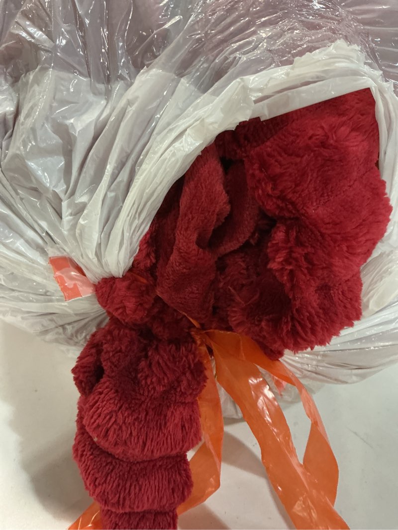 Condition photo showing As Is for Bedsure Comforter Full Size - GentleSoft™ 3 Pieces Fluffy Double-Side Fleece Comforter Set, Cozy Striped Room Decor Aesthetic, Luxury Red Full Size Bedding with 2 Pillowcases, 82x86 Inches Full (82" x 86") 15 - Dark Red