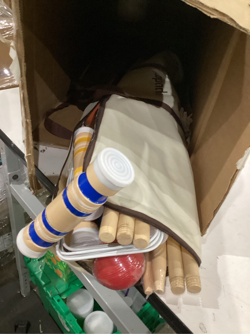 Condition photo showing Good Condition for ropoda 35in updated six-player croquet set with wooden mallets, colored balls, sturdy carrying bag for adults &kids, croquet set perfect for lawn,backyard,park and more 35"-deluxe