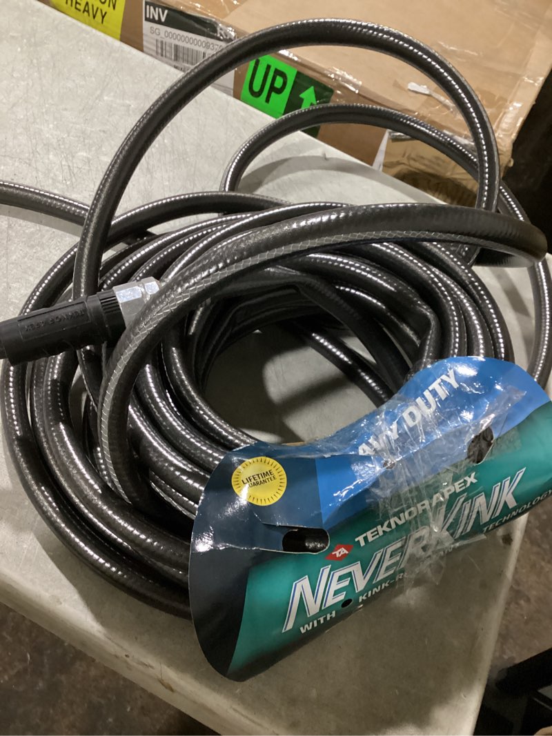 Condition photo showing As Is for neverkink teknor apex 5/8-in x 50-ft heavy kink free vinyl gray coiled hose