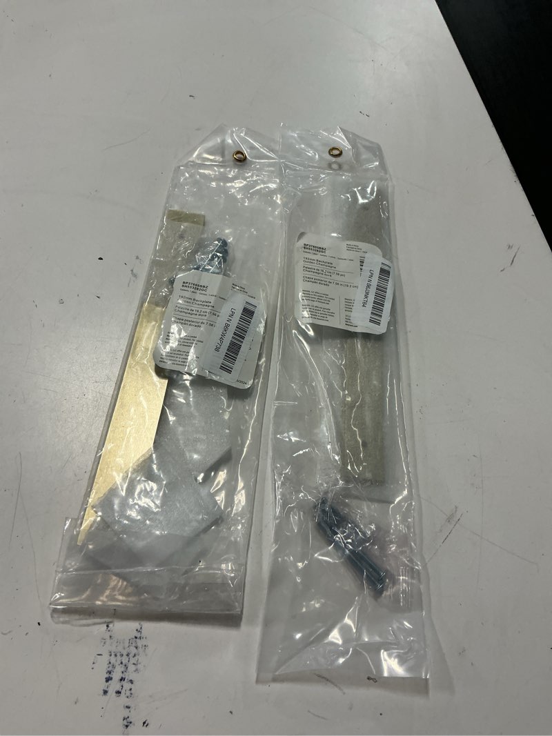Condition photo showing Good Condition for 2 pack amerock thoreau 7-9/16 inch (192mm) center-to-center rectangle golden champagne cabinet pull backplate, bp37605bbz golden champagne 7-9/16 inch (192mm) center-to-center rectangle