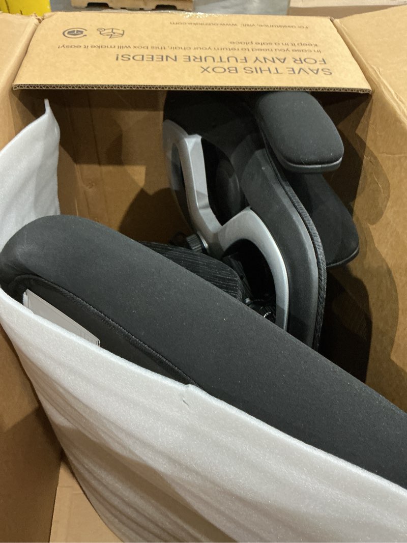 Condition photo showing Good Condition for ergonomic office chair, mesh desk chair with headrest, lumbar support, thick seat cushion, flip-up arms, high back computer task chairs for home office, black/silver black/silver english