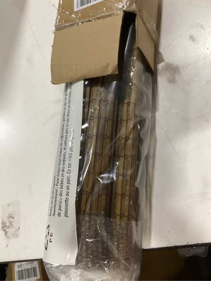 Condition photo showing New/Like New for lazblinds cordless bamboo roman shades, privacy blinds for interior windows, room darkening roll up bamboo blinds for home & patio, 30.5" w x 48" h, highfield teak pricacy - highfield teak 30 1/2" w x 48" h