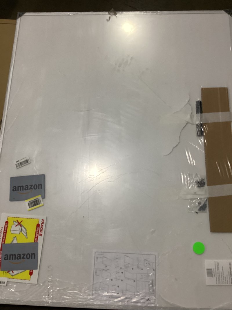 Condition photo showing As Is for viz-pro large cork bulletin board, 60 x 48 inches, wall-mounted corkboard with silver aluminium frame for school, office, and home 5' x 4'
