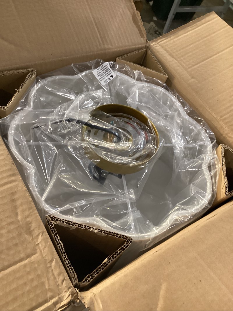 Condition photo showing New/Like New for Widluth Modern Drum Semi Flush Mount 3-Light Gold Ceiling Lighting Vintage Linen Lamp for Laundry, Kitchen, Basement, Dining, Bedroom 12.99" Golden