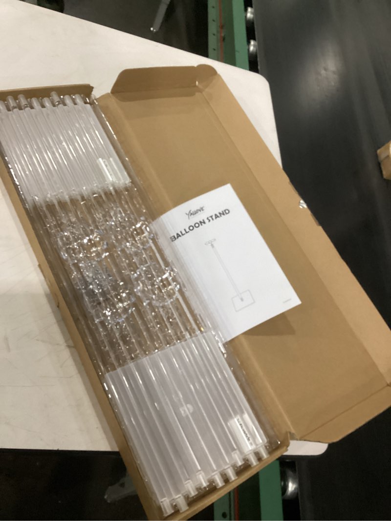 Condition photo showing As Is for yallove clear acrylic tabletop balloon stand kit, 23.6 inch 10 pack balloon stick holder with base for centerpiece party decoration (balloons not included) 23.6'' 10 pack