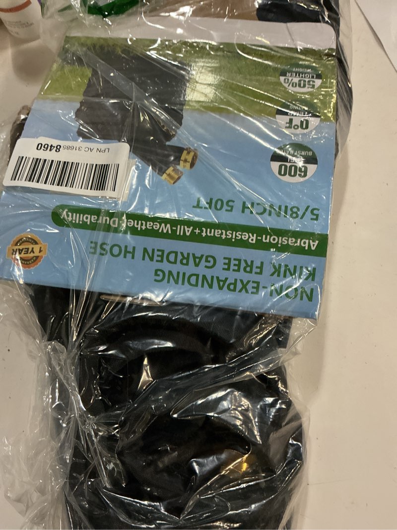 Condition photo showing Good Condition for garden hose 50ft, non-expanding water hose ultra lightweight, kink-free, burst-resistant, lead-free, durable & flexible high-pressure hose for yard, lawn, outdoor, car washing black 50ft