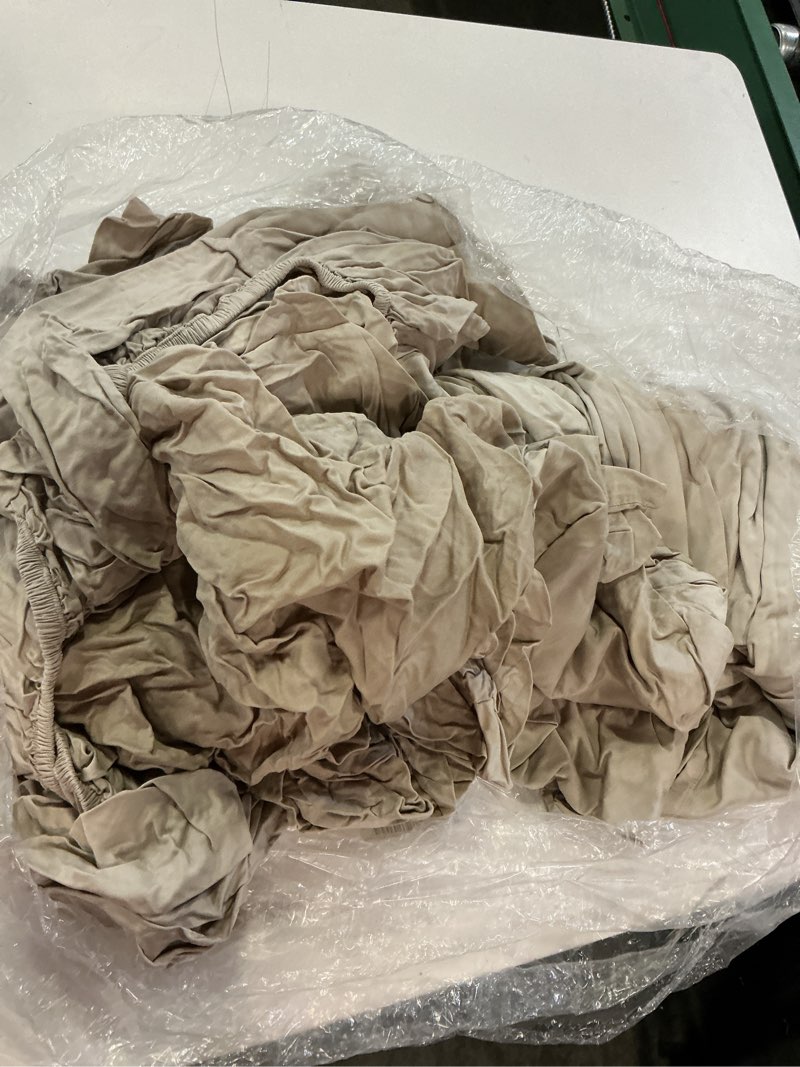Condition photo showing As Is for bamboo sheet set, king, sand