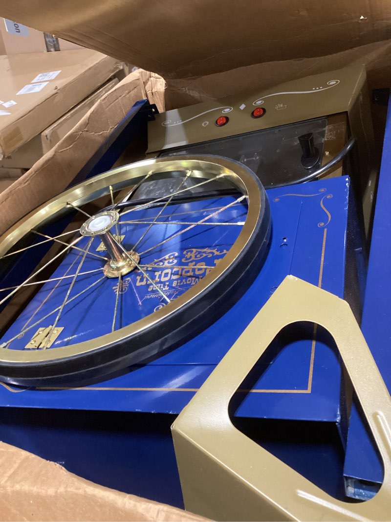 Condition photo showing As Is for Not tested Nostalgia Popcorn Maker Machine - Professional Cart With 8 Oz Kettle Makes Up to 32 Cups - Vintage Popcorn Machine Movie Theater Style - Navy & Gold 8 Oz Navy & Gold