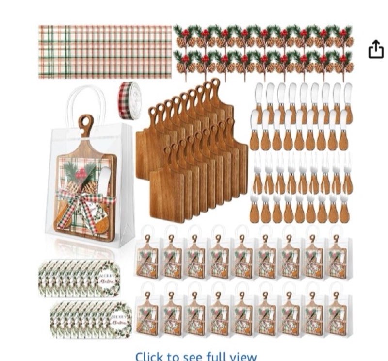 18 Sets Christmas Cutting Board Bulk Christmas Gifts Acacia Wooden Square Cheese Board Gift Set Chee