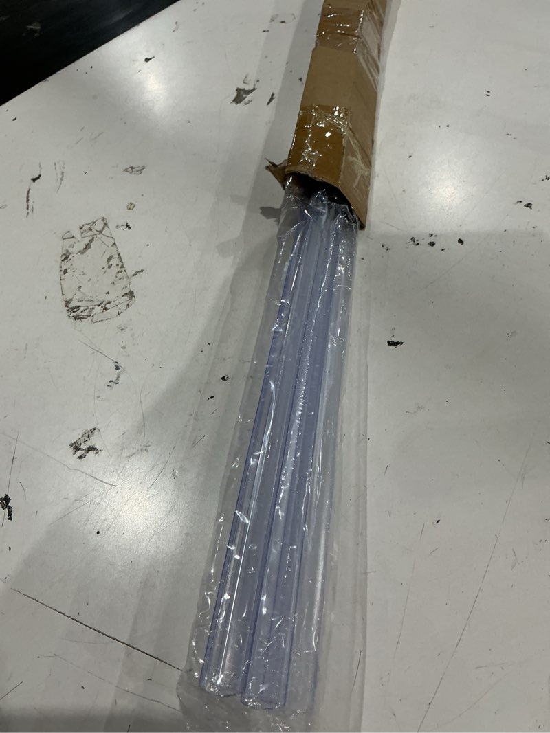 Condition photo showing As Is for lineshading 2 pcs glass shower door seal strip with drip rail for 3/8"(10mm) glass, length 27.5"/0.7m, frameless glassdoor sweep stop shower leaking