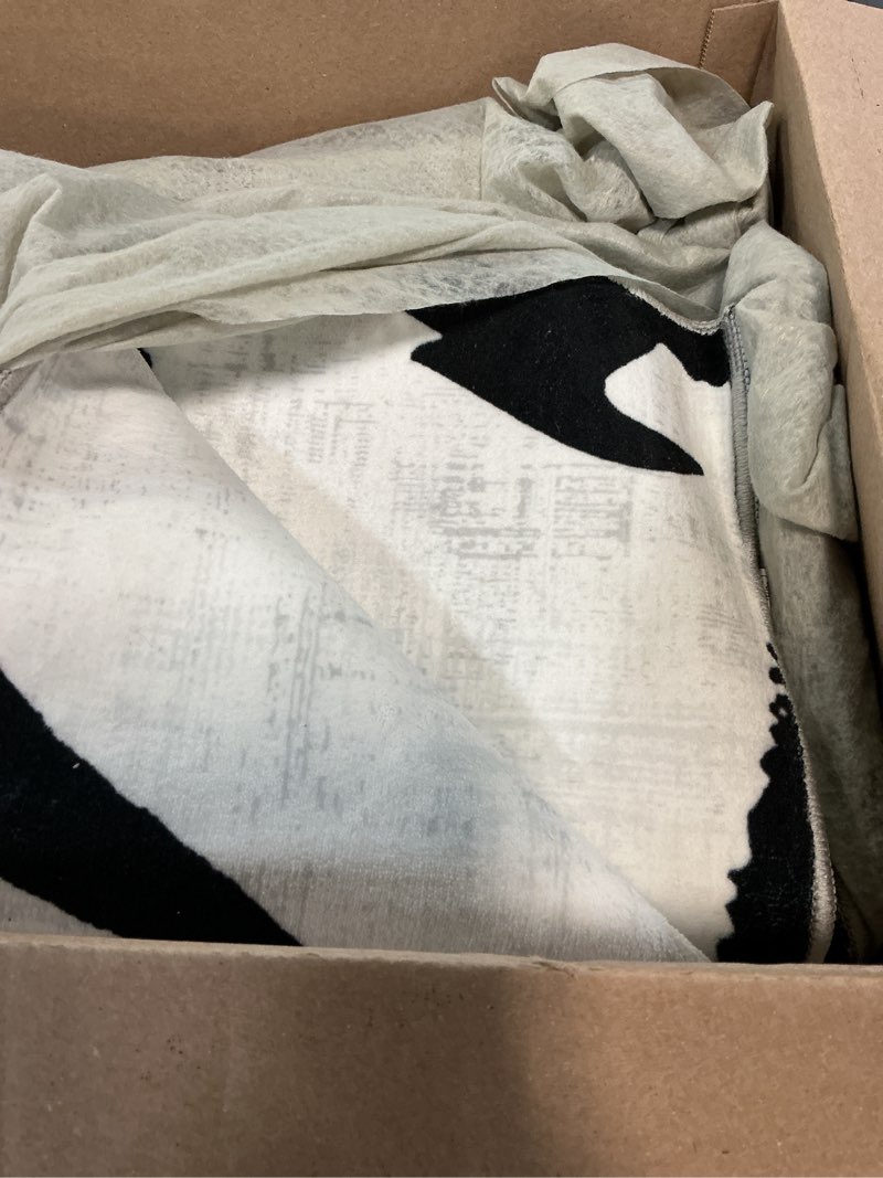 Condition photo showing Good Condition for YIHOUSE Modern Area Rugs for Bedroom,5x7 Washable Black and White Rug, Thin Abstract Geometric Minimalist Striped Rug, Black Rugs for Bedroom,Kitchen,Dining Room Office Abstract Lines 5' x 7' (Rectangular)