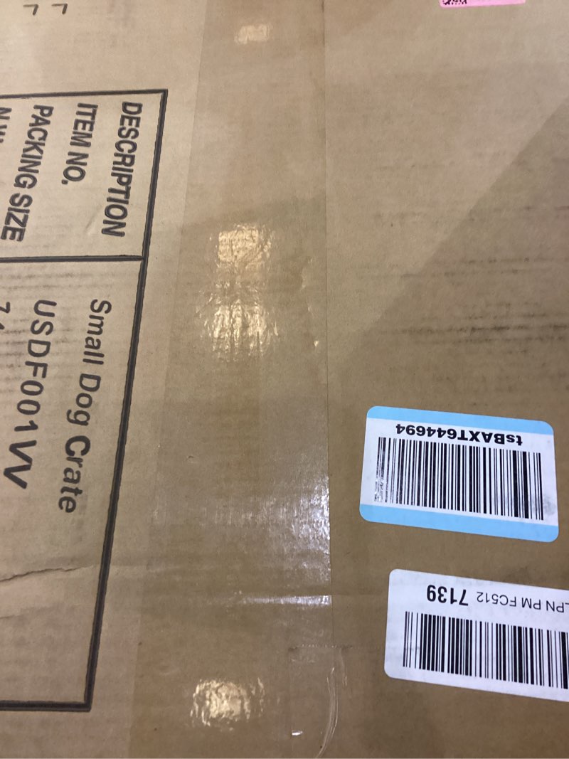 DWANTON Dog Crate Furniture with Cushion, Wooden Kennel Table with Double Doors, Indoor Dog House, S