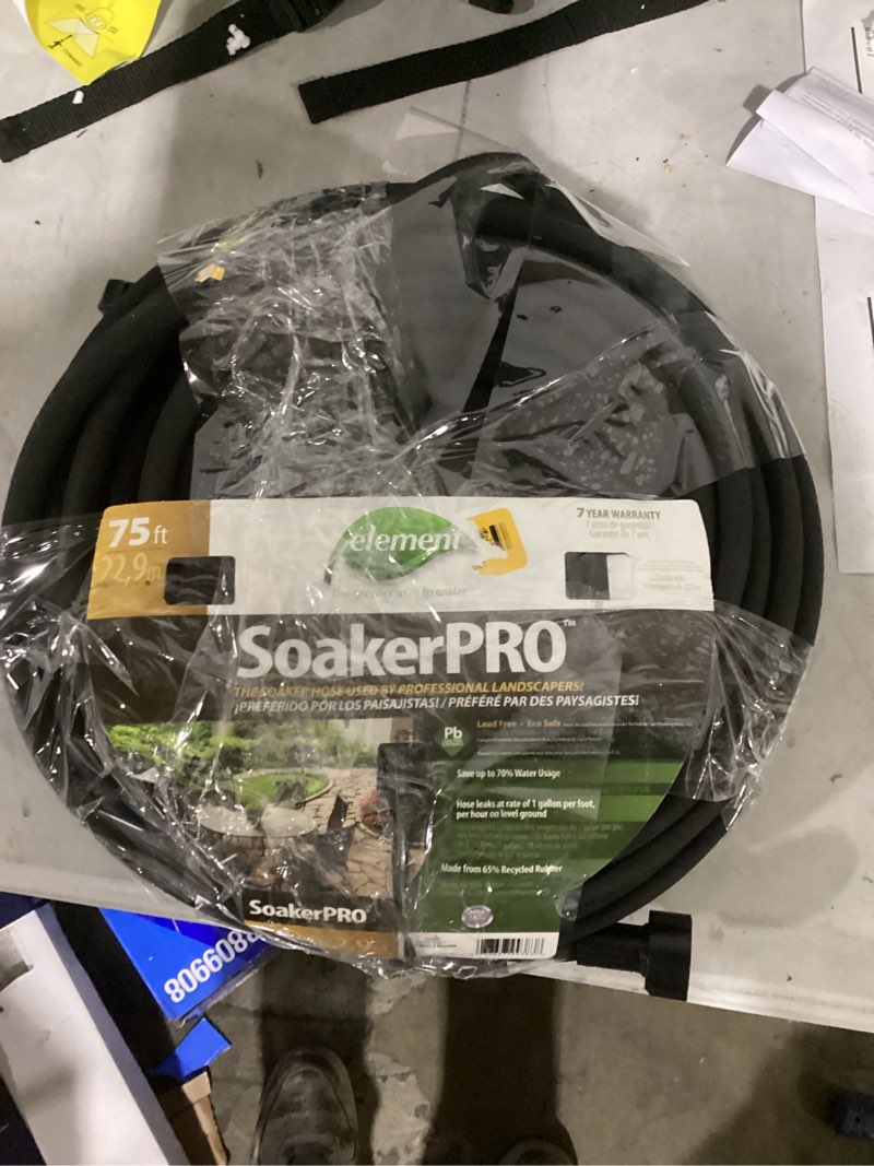 Condition photo showing New/Like New for element 3/8-in x 75-ft kink free rubber black soaker hose