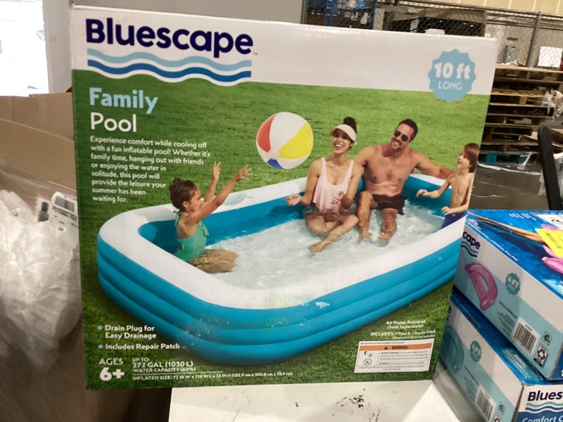 Condition photo showing New/Like New for bluescape 10ft rectangular family inflatable swimming pool for ages 6 and up