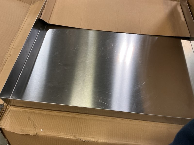 Condition photo showing Good Condition for Upgraded 30" x 28"×2.5" 304 Stainless Steel Washing Machine Drip Pan,Heavy Duty Washer Drip Tray with Anti-slip Bottom Pad-Free with this Multi-Purpose Washer Drip Pan 30"x28"×2.5"