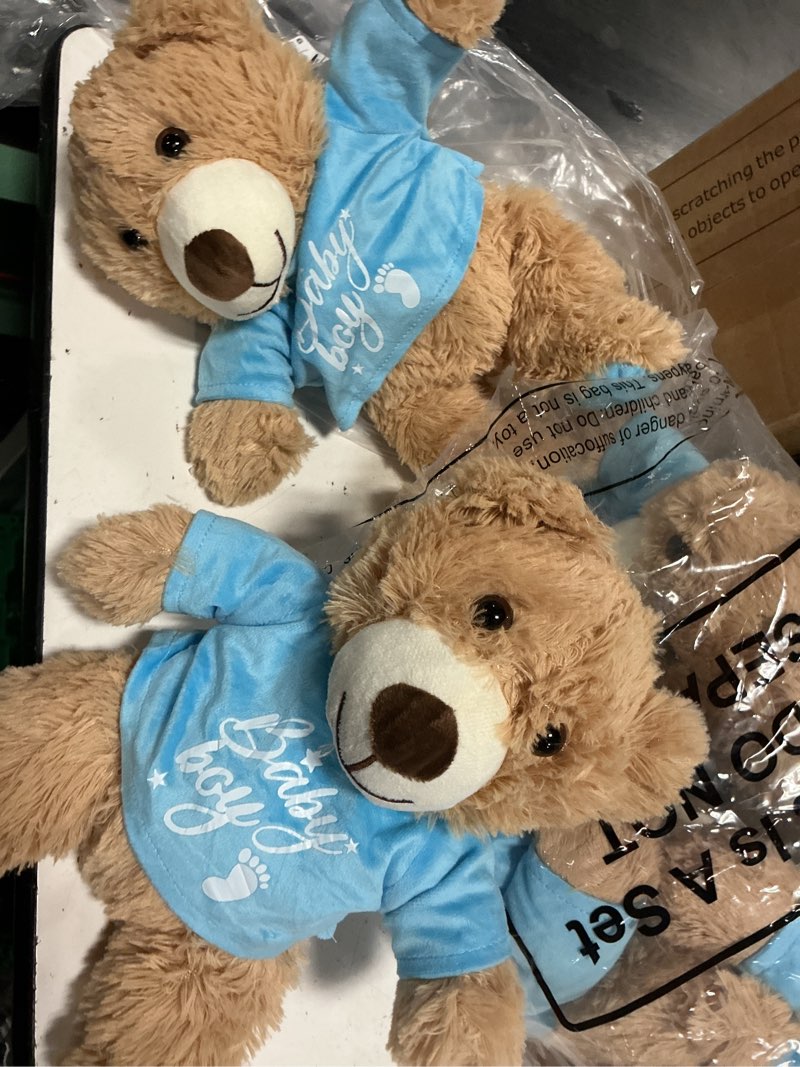 Condition photo showing Good Condition for lenwen 5 pcs baby shower bear stuffed decorations animal cute plush toy 14 inch stuffed bear plush dolls in bulk for baby shower christmas birthday wedding home decorations (boy) 5 boy