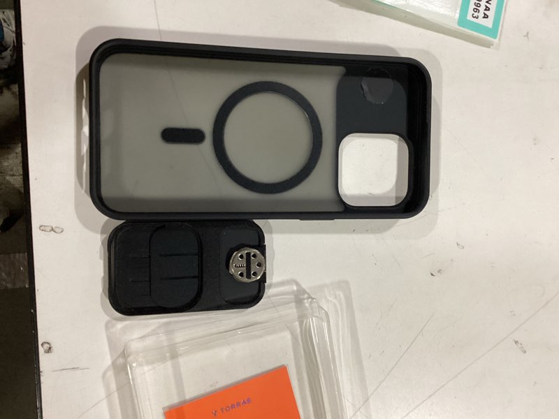 Condition photo showing New/Like New for TORRAS for iPhone 15 Pro Max Case with Slide Camera Cover & Rotatable Kickstand, Magnetic Shockproof, Military Grade Drop Protection, Fit for MagSafe, Anti-Scratch Anti-Fingerprint, Translucent Black for iPhone 15 Pro Max (6.7 inch) Black