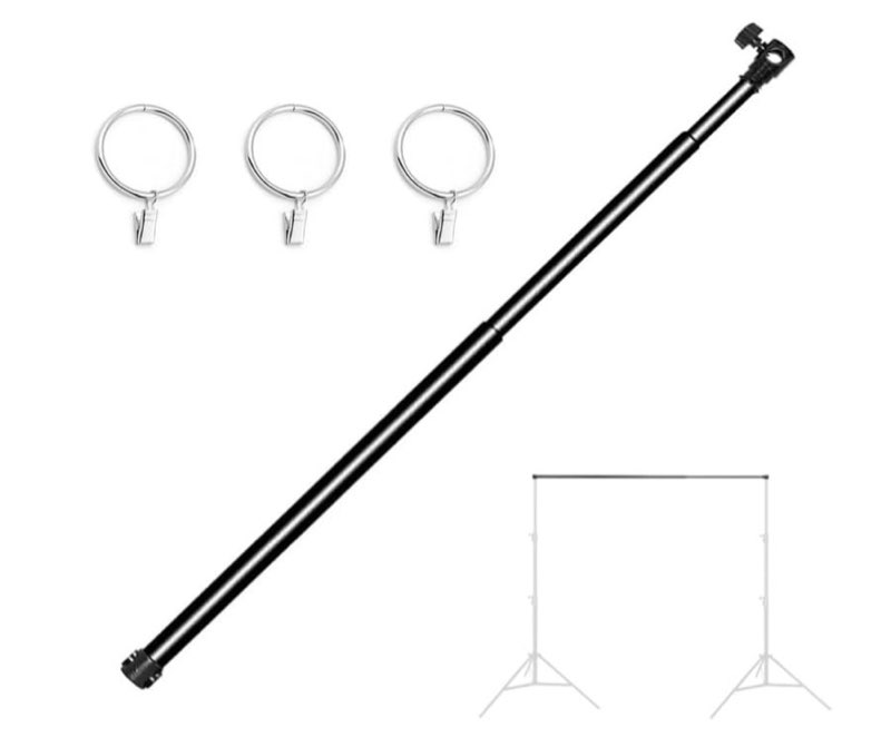 118"/3m Aluminum Alloy 3 Section Telescopic Background Support Cross Arm Crossbar with Three Clamps(Black)
