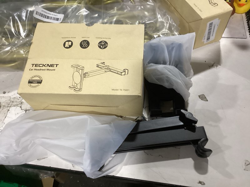 Condition photo showing New/Like New for tecknet car headrest tablet holder, ipad car holder back seat [3 in 1 extension arm], 360° rotating adjustable road trip essentials for kids,for 4.7-12.9" ipad pro,air,mini,iphone,galaxy,switch,fire black