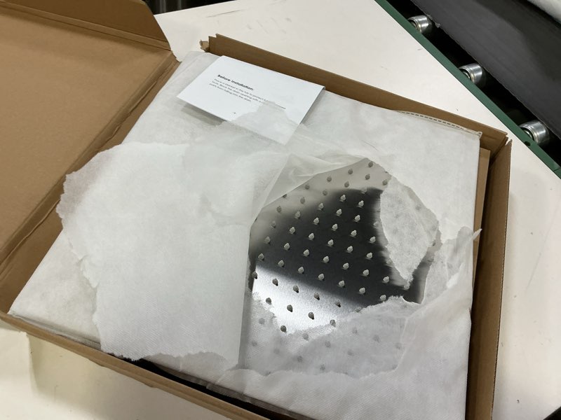 Condition photo showing Good Condition for 16 inch Brushed Nickel Large Rain Shower Head - All Metal 304 Stainless Steel, Full Body Rainfall Shower with 324 Silicone Nozzles - Waterfall Bathroom Square Showerheads, Ceiling Mounted 16 Inch Square Brushed Nickel