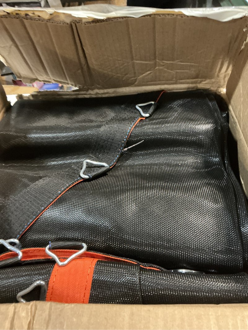 Condition photo showing New/Like New for Trampoline Mat, Fits for 14 ft Frame, with 72 V-Rings Fits 5.5 inch Springs, Trampoline Mat Replacement(Mat Dia:150in), Reinforce, UV-Resistant, with Spring Hook and Gloves, Not Include Spring Fits 14Ft Frame-72 V-Ring-5.5in Springs Round Black+Orange