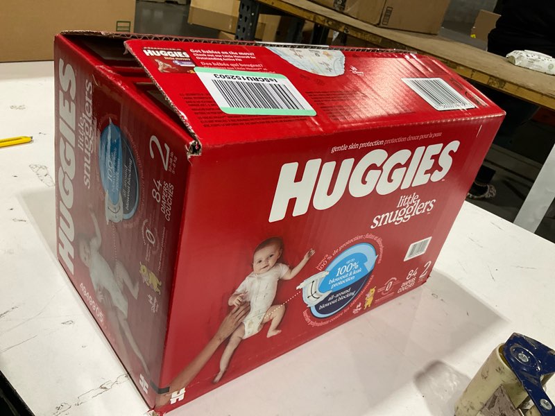 Condition photo showing Good Condition for huggies size 2 diapers, little snugglers baby diapers, size 2 (12-18 lbs), 84 count, packaging may vary size 2 84