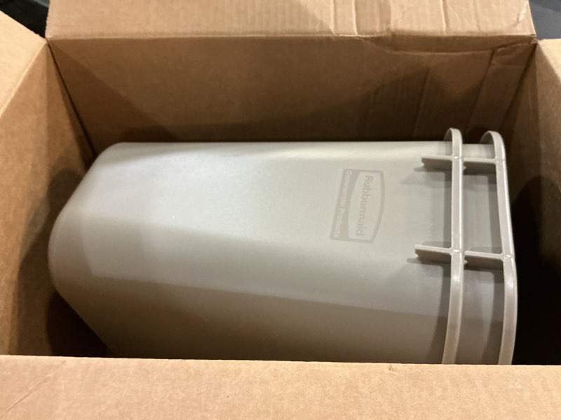 Condition photo showing New/Like New for rubbermaid commercial products resin wastebasket/trash can, 7-gallon/28-quart, gray, plastic, for bedroom/bathroom/office, fits under desk/sink/cabinet 7 gallons gray 2 pieces)