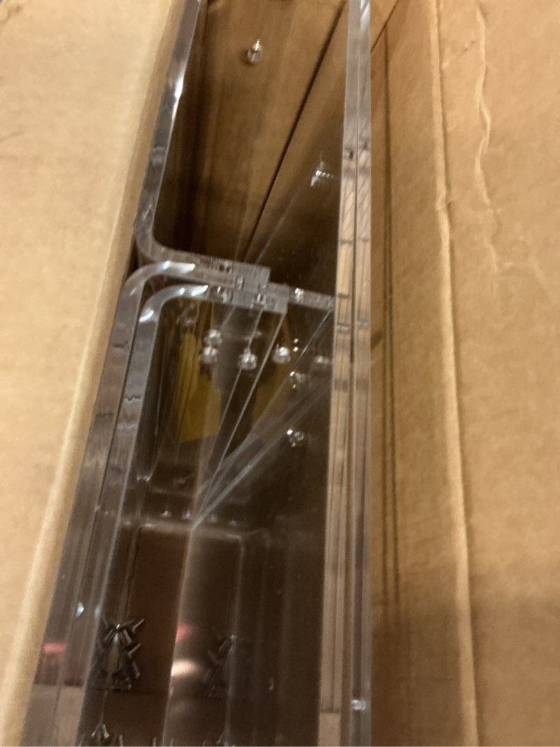 Condition photo showing Good Condition for Clear Acrylic Side Table Narrow, Slim End Table for Small Spaces, Skinny Nightstand Bedside Table for Bedroom, Living Room, Office (Clear, 8.7'' x 15.7'' x 21.7") Clear Narrow