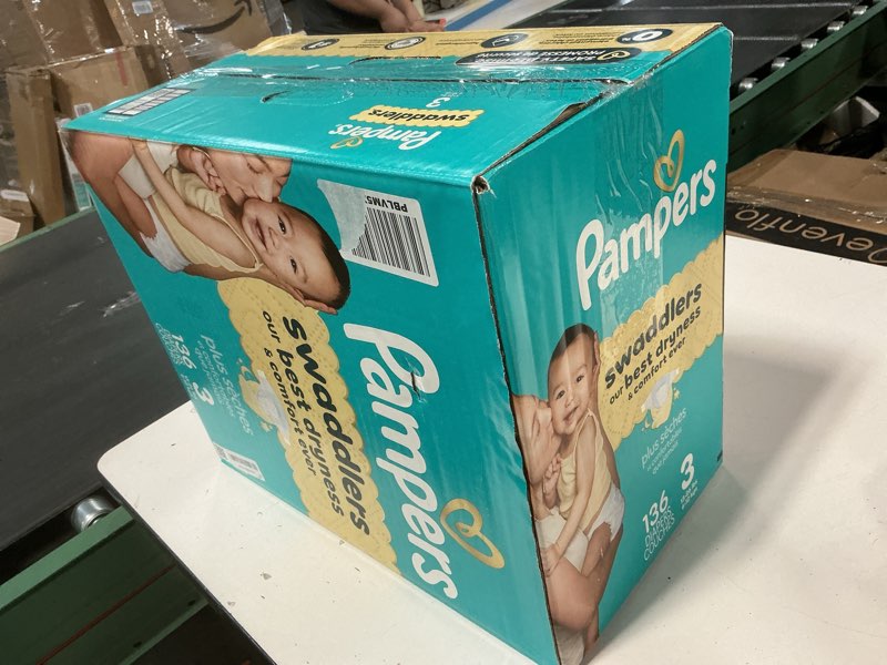 Condition photo showing New/Like New for Pampers Swaddlers Diapers, Size 3 (13-26 lbs), 136 Count, Absorbent, Keeps Baby Dry and Comfortable, Skin Safe Disposable Baby Diaper (Packaging May Vary) Size 3 136