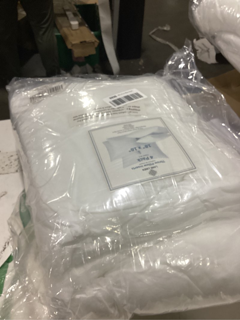 Condition photo showing As Is for lane linen 4 pack 18x18 white throw pillow inserts for decorative pillow covers, couch pillows for living room, fluffy pillows for bed 18" x 18" 01: white