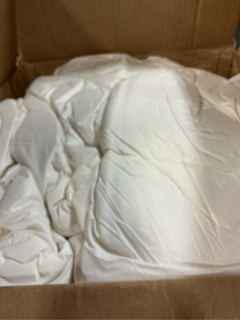 Condition photo showing As Is for 75% canadian goose down comforter queen size, ultra soft 100% cotton fabric, 850 fill power all season duvet insert, hotel luxury bedding comforters (white,90"x90")