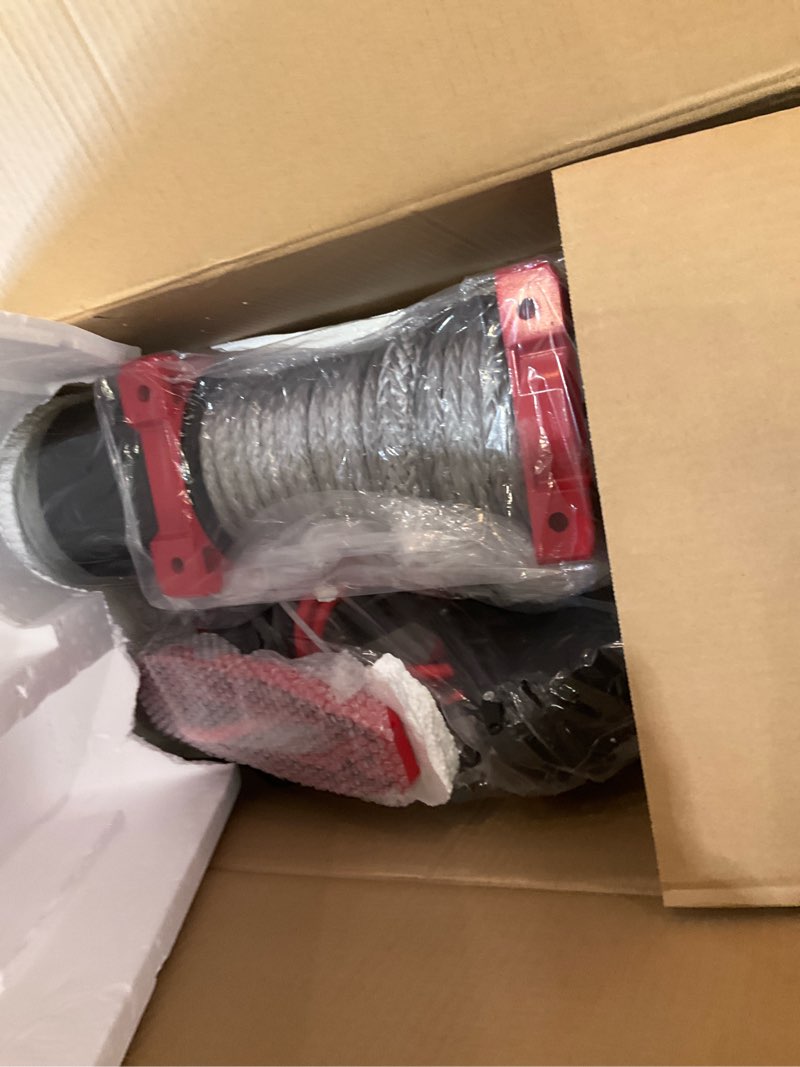Condition photo showing As Is for x-bull winch-10000 lb. load capacity electric winch kit -12v synthetic rope winch,waterproof ip67 electric winch with hawse fairlead-grey rope 10000 lbs- grey rope